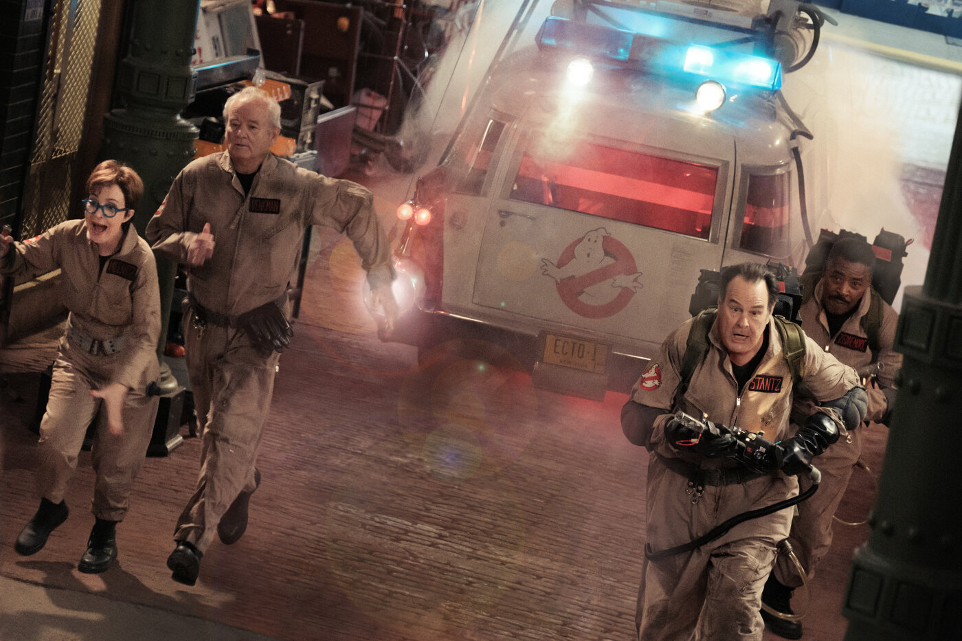 Annie Potts, Bill Murray, Dan Ackroyd, and Ernie Hudson in Ghostbusters: Frozen Empire (2024)