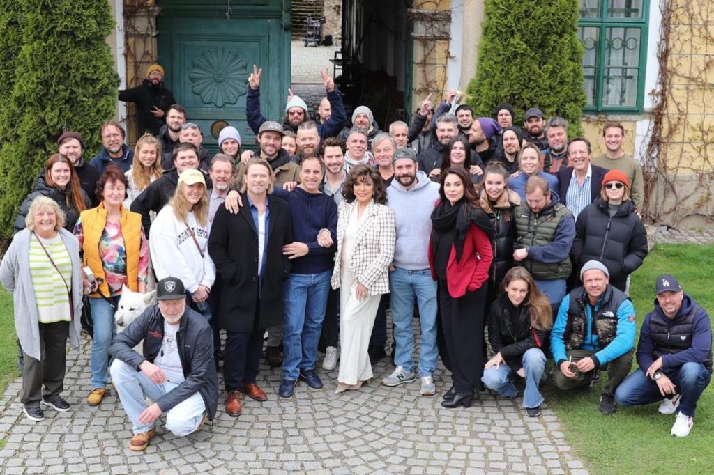 Joan Collins and the cast and crew of Murder Between Friends