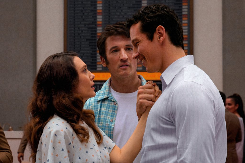 Elizabeth Olsen, Miles Teller, and Callum Turner in Eternity (2025)