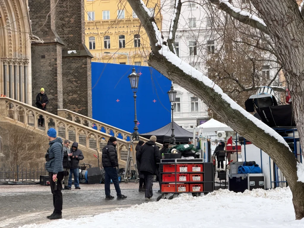 Filming for The Age of Innocence at Prague's Náměstí Míru. Photo © The Prague Reporter