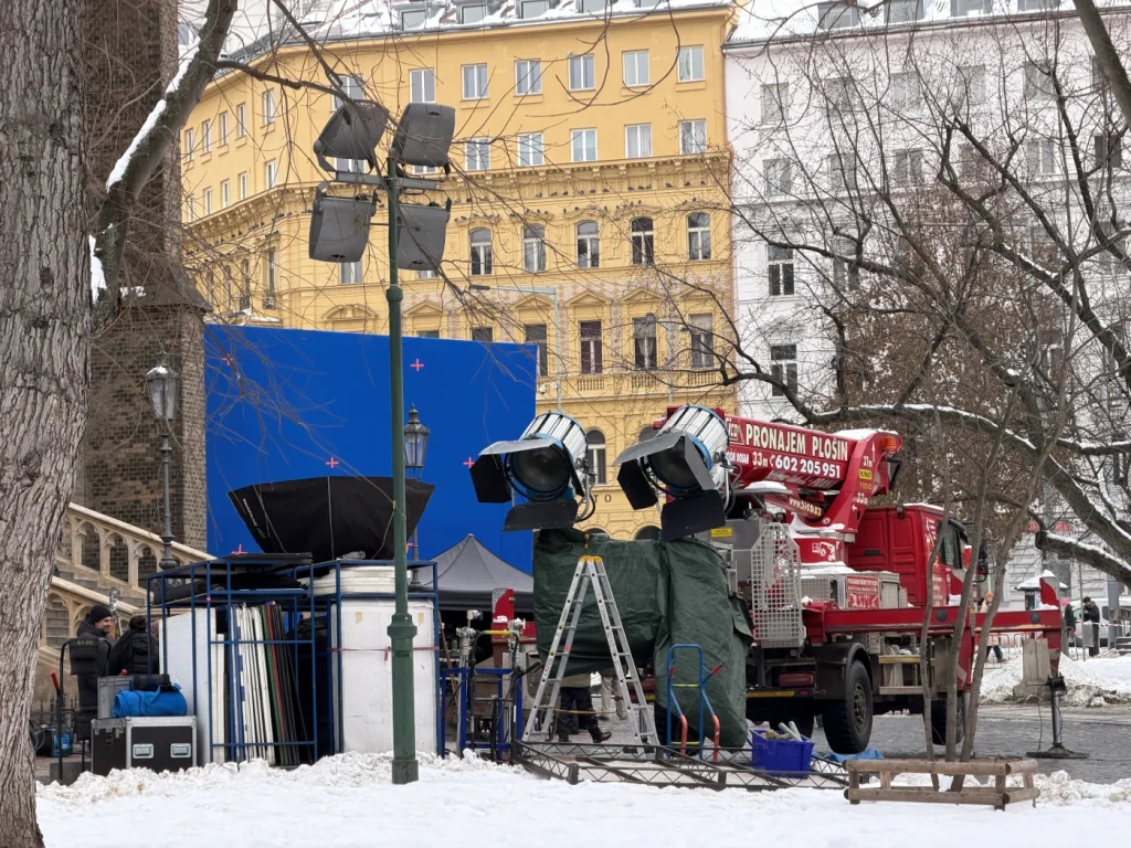 Filming for The Age of Innocence at Prague's Náměstí Míru. Photo © The Prague Reporter