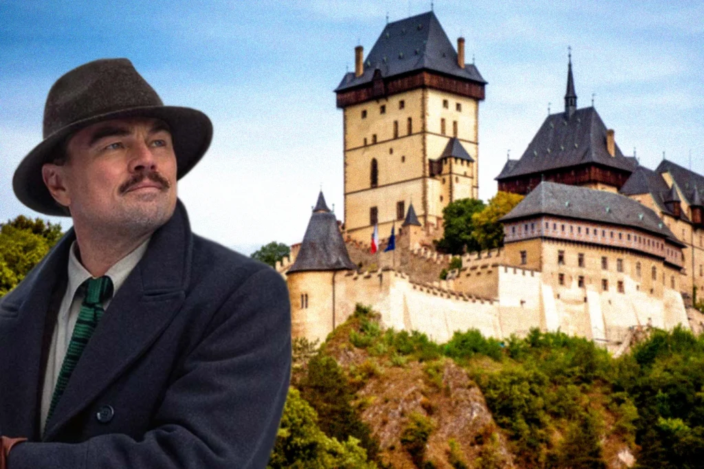 Leonardo DiCaprio in What Happens at Night (2027) / Karlštejn Castle courtesy DepositPhotos.com. Montage: The Prague Reporter