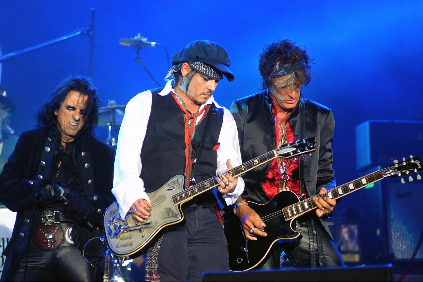Alice Cooper, Johnny Depp, and Joe Perry perform in Rio De Janeiro in 2016 courtesy DepositPhotos.com