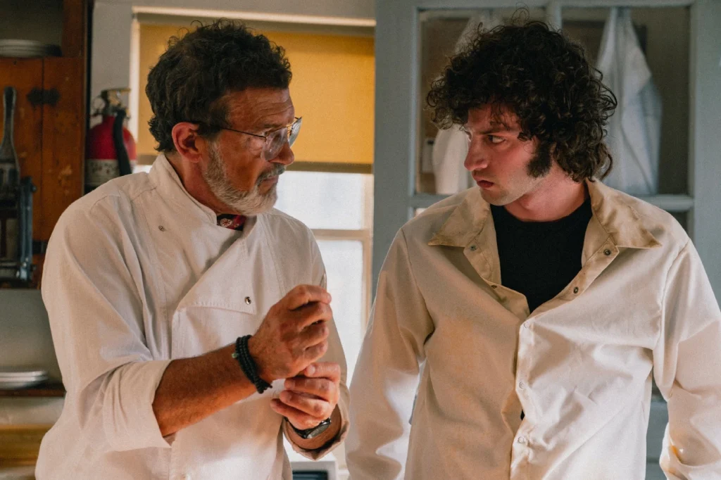 Antonio Banderas and Dominic Sessa in Tony (2026)